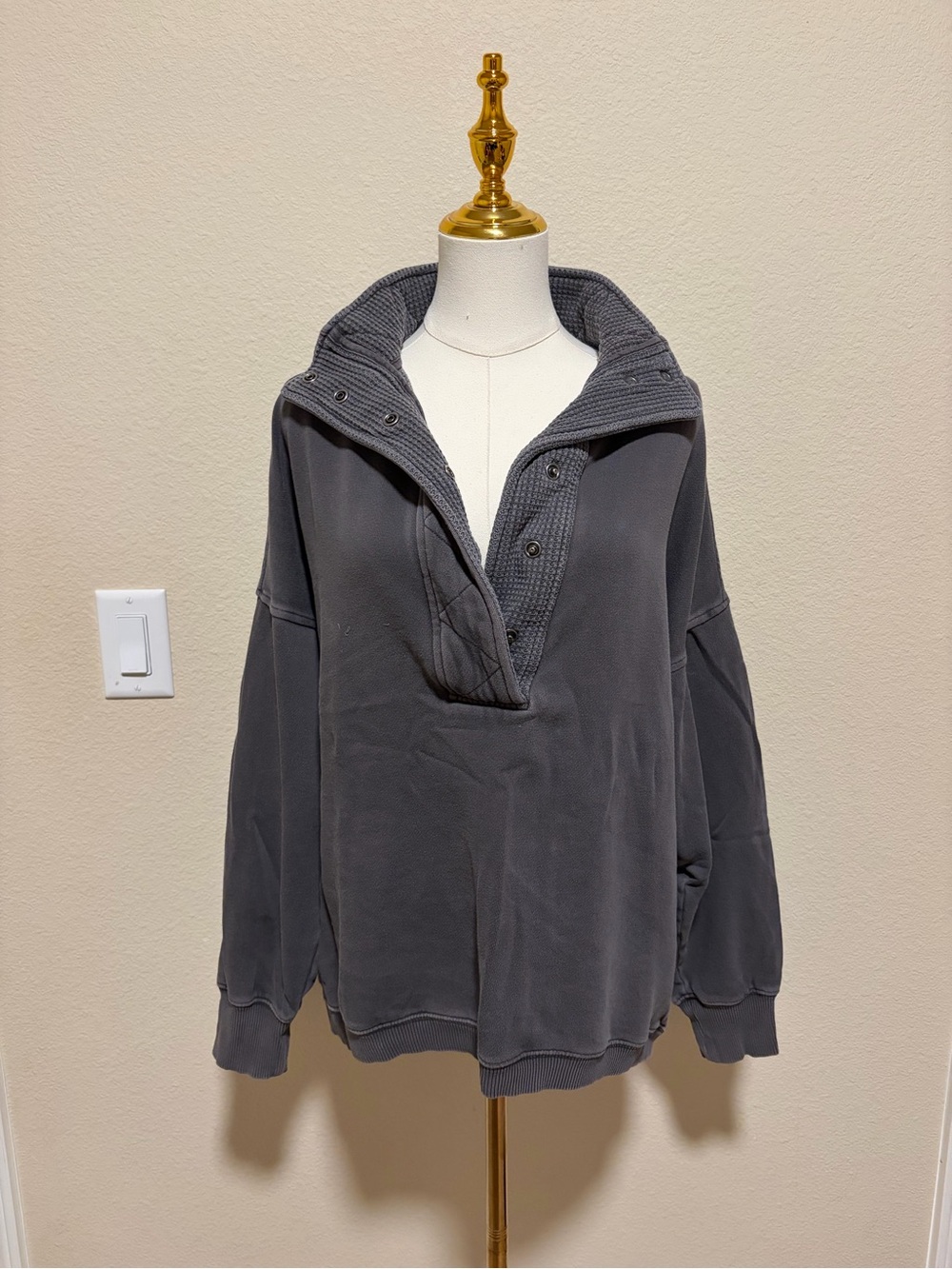 aerie Washed Charcoal V-Neck Pullover Sweater
